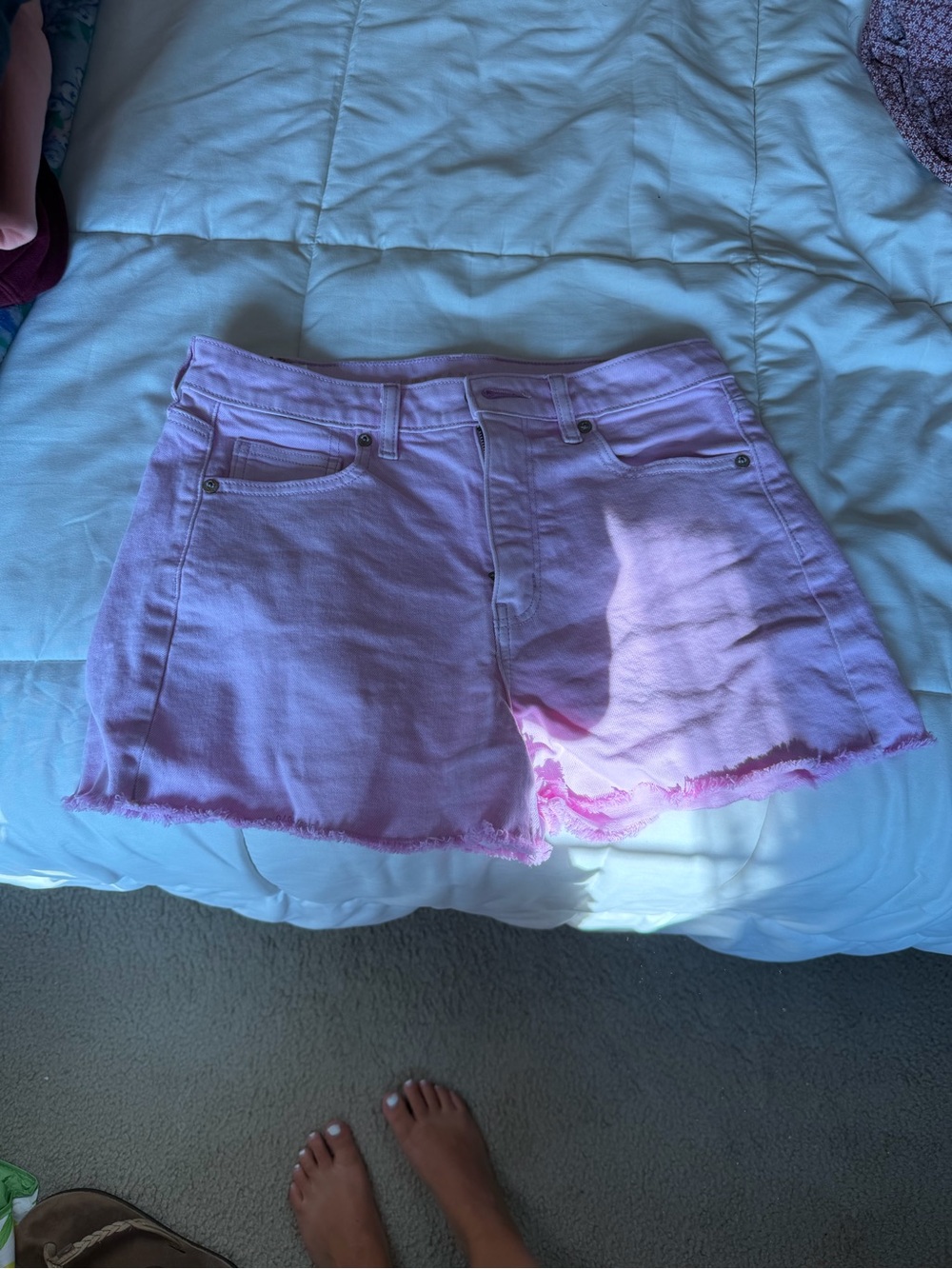 American Eagle Outfitters Pastel Pink Frayed Hem Denim Shorts